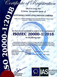 Zettawise ISO 20000 1 2018 Certificate