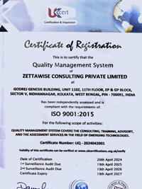 Zettawise ISO 9001 2015 Certificate